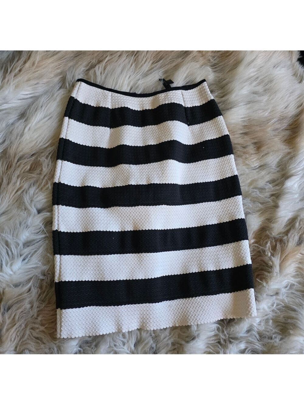 Double Zero Black White Striped Pencil Skirt